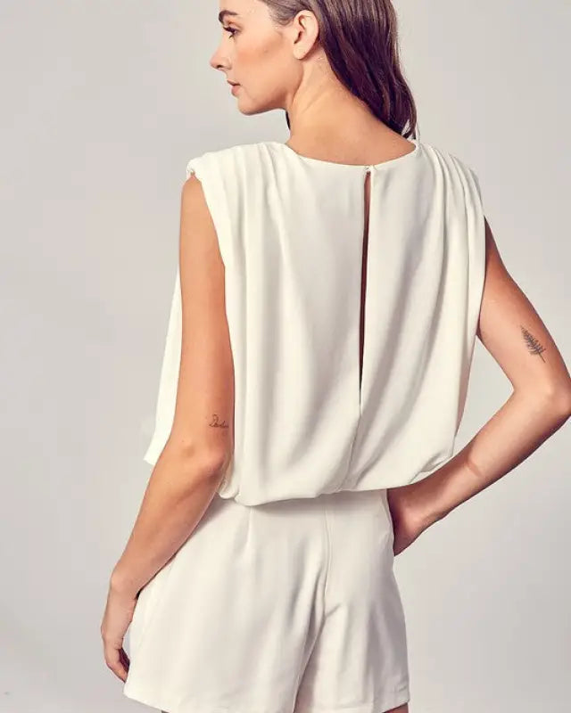 Drape Neck Open Back Romper