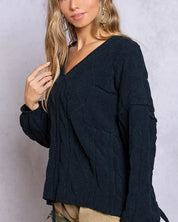 Dreamy V-Neck Sweater with Chain Detail