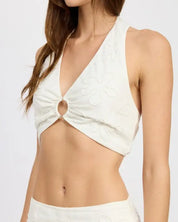 HALTER NECK CROPPED TOP WITH BACK TIE