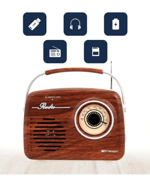 Emerson Portable Retro Radio with Battery