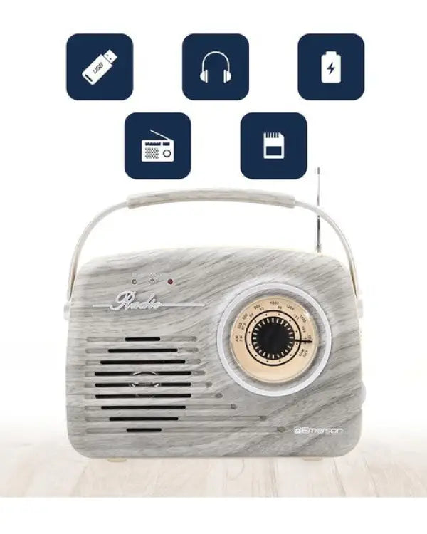 Emerson Portable Retro Radio with Battery