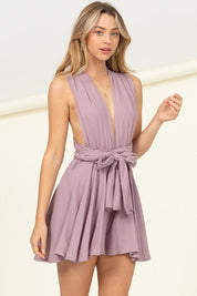 Everlasting Love Wrap Around Romper - Mauve / L - Rompers