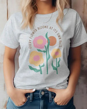 Every Flower Bloom Boho Graphic Tee - Ash / S