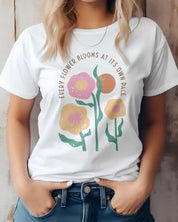 Every Flower Bloom Boho Graphic Tee - White / S