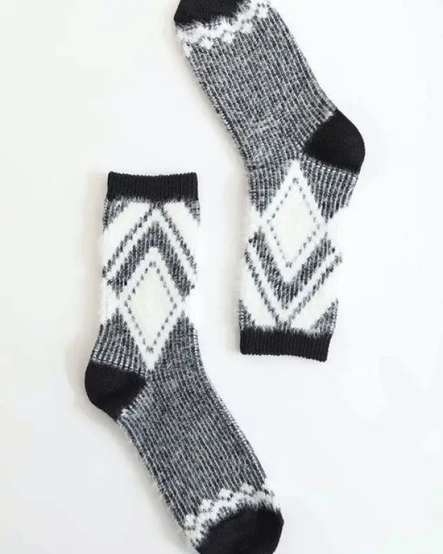 Fabiola Faux Mohair Diamond Pattern Socks