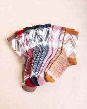 Fabiola Faux Mohair Diamond Pattern Socks