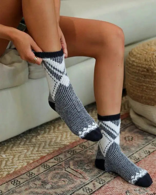 Fabiola Faux Mohair Diamond Pattern Socks