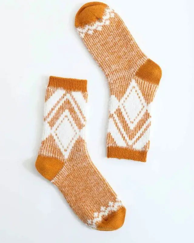 Fabiola Faux Mohair Diamond Pattern Socks