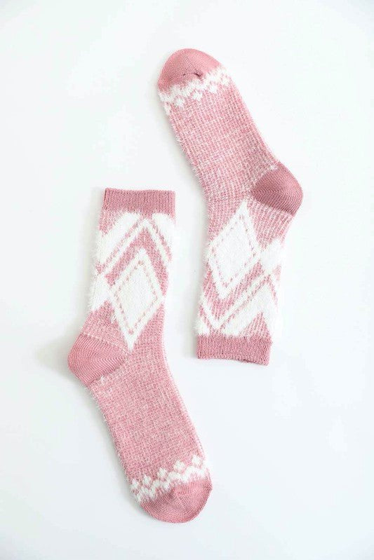 Fabiola Faux Mohair Diamond Pattern Socks