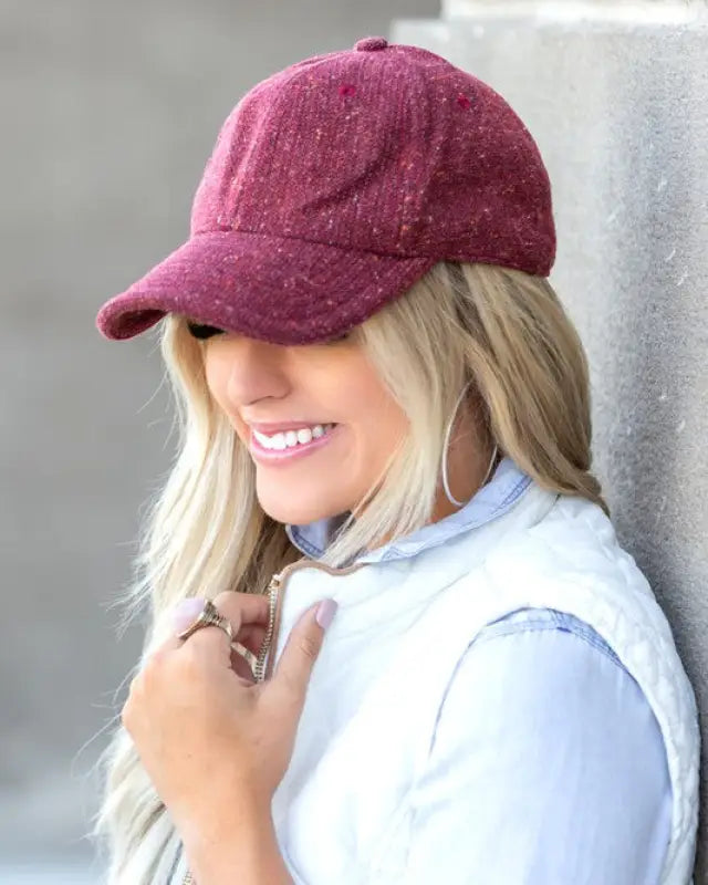 Fall Tweed Ball Cap - Cranberry / OneSize