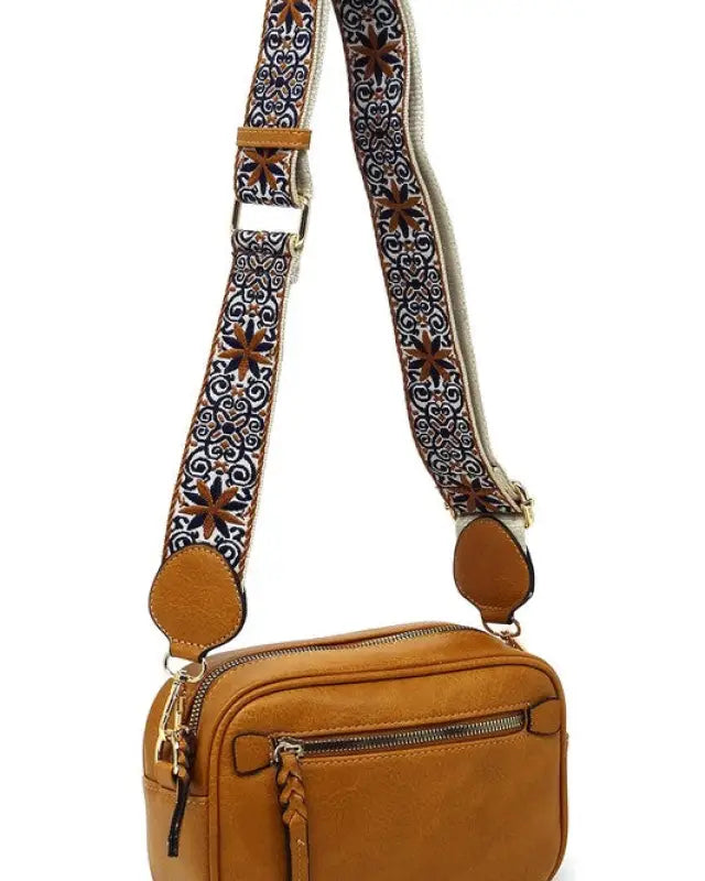 Fashion Guitar strap Crossbody Bag - Brown