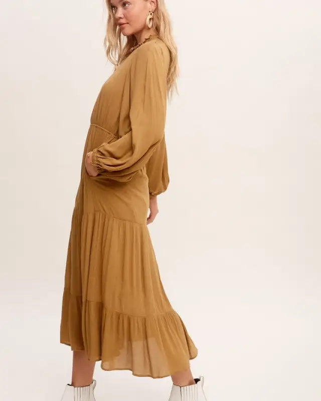 Feminine Boho Inspired Maxi Woven Dress