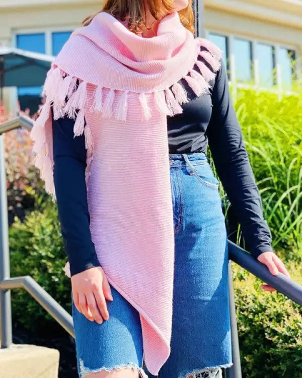 Feminine Fringe Blanket Scarf