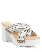 Finley Raffia High Block Heel Mules - White / US - 5 UK - 3 EU - 36