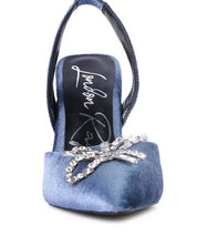 Firebird Velvet Diamante Heeled Slingback Mules