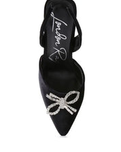 Firebird Velvet Diamante Heeled Slingback Mules