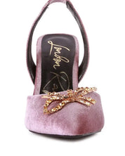 Firebird Velvet Diamante Heeled Slingback Mules