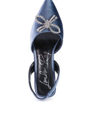 Firebird Velvet Diamante Heeled Slingback Mules