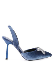 Firebird Velvet Diamante Heeled Slingback Mules