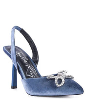 Firebird Velvet Diamante Heeled Slingback Mules