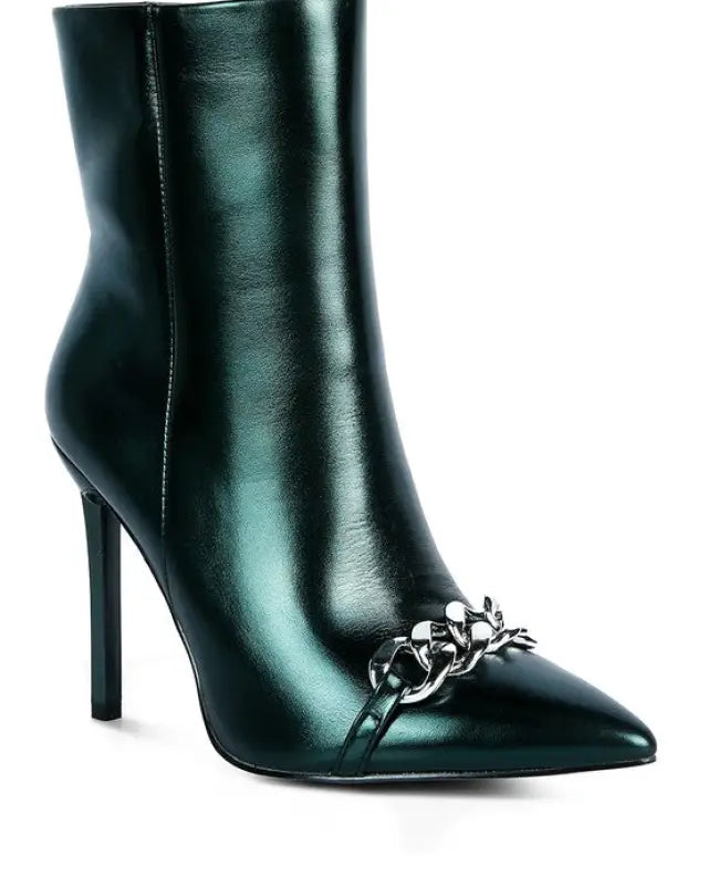 Firefly Hologram Stiletto Ankle Boots - Green / 5