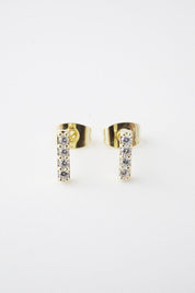 Flat Drop Crystal Bar Earrings - Gold / One Size