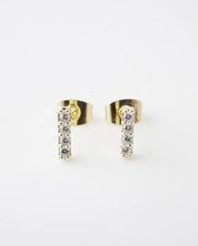 Flat Drop Crystal Bar Earrings - Gold / One Size