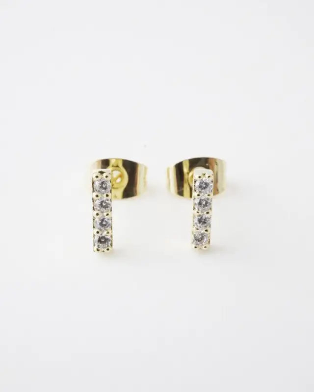 Flat Drop Crystal Bar Earrings - Gold / One Size