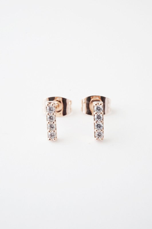 Flat Drop Crystal Bar Earrings