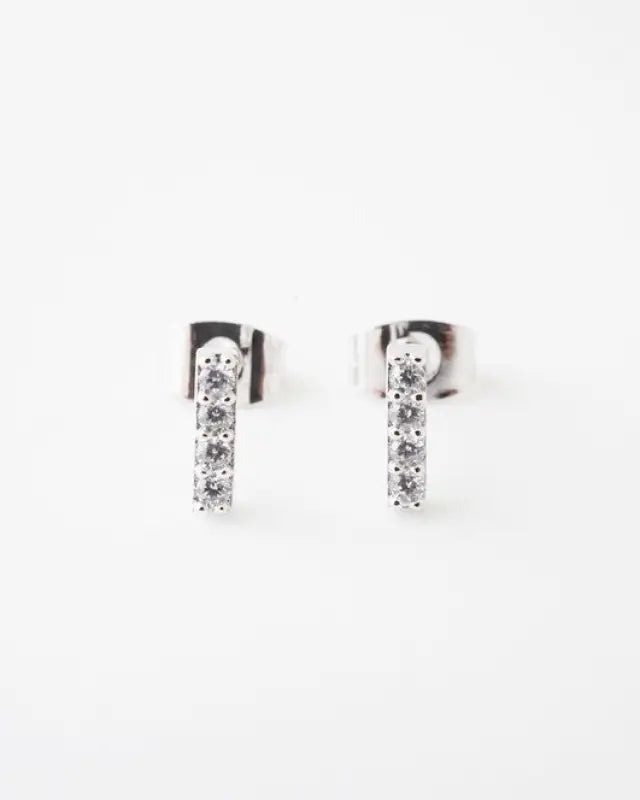 Flat Drop Crystal Bar Earrings