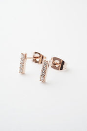 Flat Drop Crystal Bar Earrings - Rose Gold / One Size