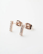 Flat Drop Crystal Bar Earrings - Rose Gold / One Size