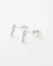 Flat Drop Crystal Bar Earrings - Silver / One Size