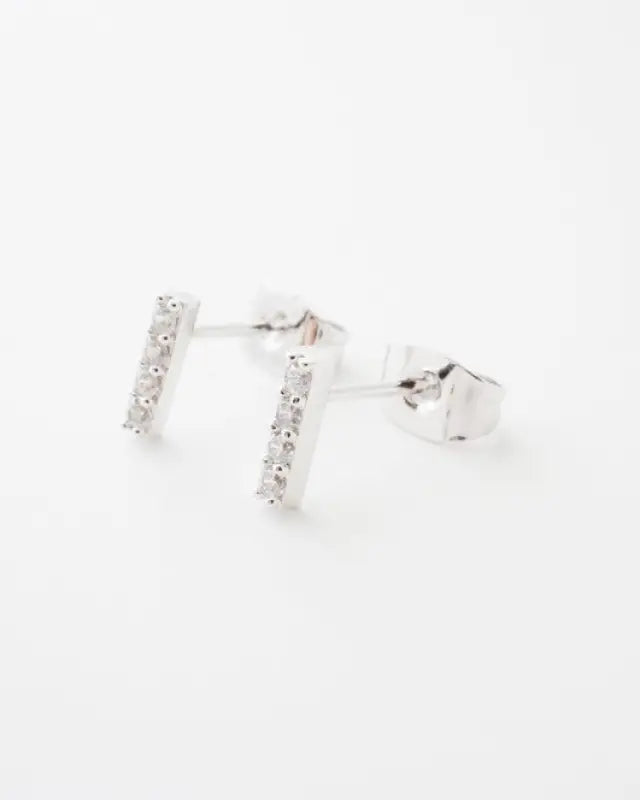 Flat Drop Crystal Bar Earrings - Silver / One Size