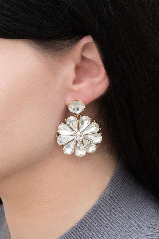 Fleur Drop Earrings - Crystal / OS