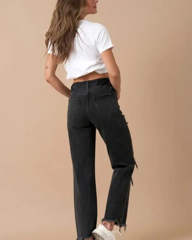 FLIPPED WAIST STRAIGHT JEANS