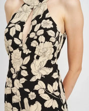 FLORAL HALTERNECK JUMPSUIT WITH OPEN BACK