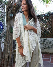 Floral Lace Textured Kimono