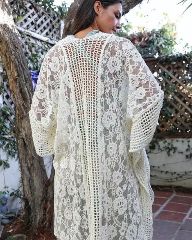 Floral Lace Textured Kimono