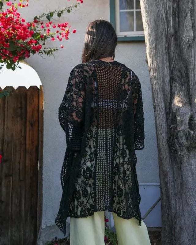 Floral Lace Textured Kimono