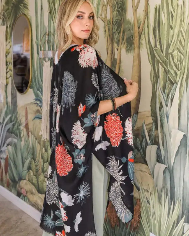 Floral Motif Combo Kimono