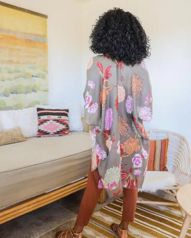 Floral Motif Combo Kimono