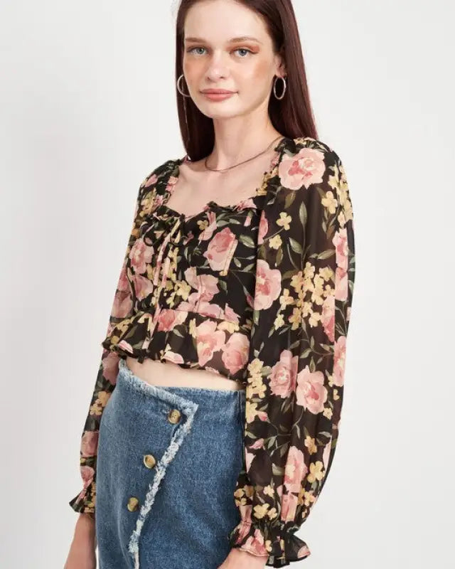 FLORAL PRINT CROPPED TOP