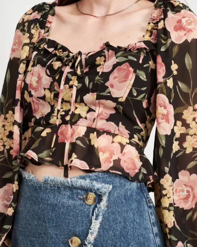 FLORAL PRINT CROPPED TOP