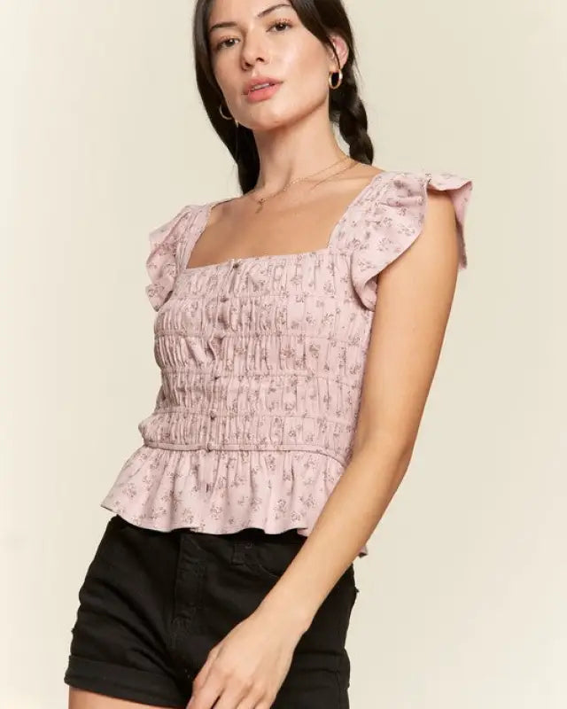 Floral Print Ruffled Top