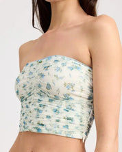 Floral Print Shirred Tube Top