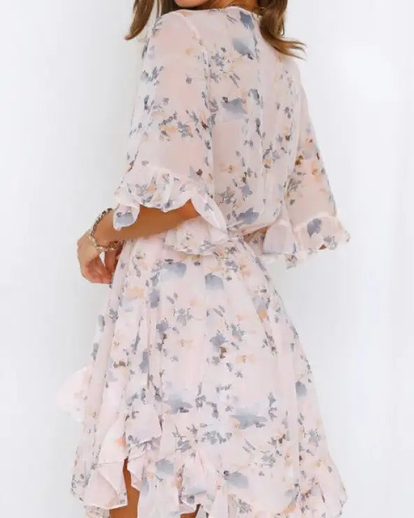 Floral Printed Ruffled Mini Dress