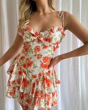 Floral Printed Tiered Mini Dress