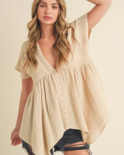 Florise Button Down Blouse - OAT / S