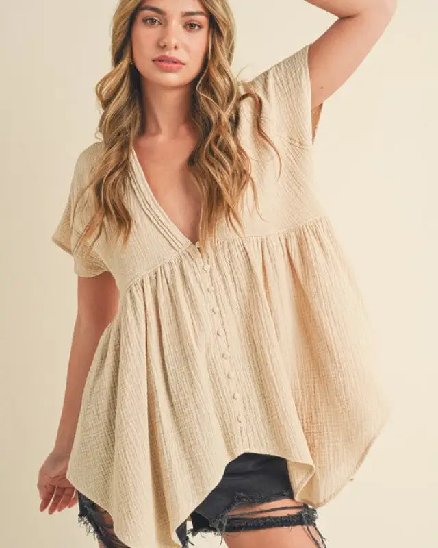 Florise Button Down Blouse - OAT / S